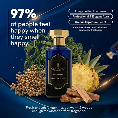 Alexandria Fragrances COTY 1997x Perfume – Eau de Parfum unisex premium con notas almizcladas, cítricos y amaderadas – Fragancia con bergamota,
