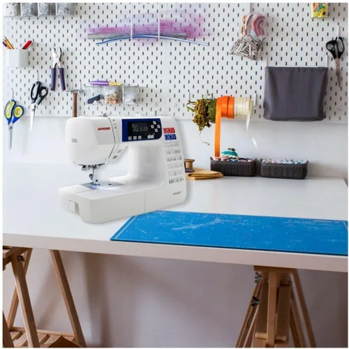 Vista 4 de Janome 3160QOV Quilts of Valor Full-Size Quilting Sewing Machine with 60 Built-In Stitches, 6 One-Step Buttonholes, and Backlit LCD Screen (White)