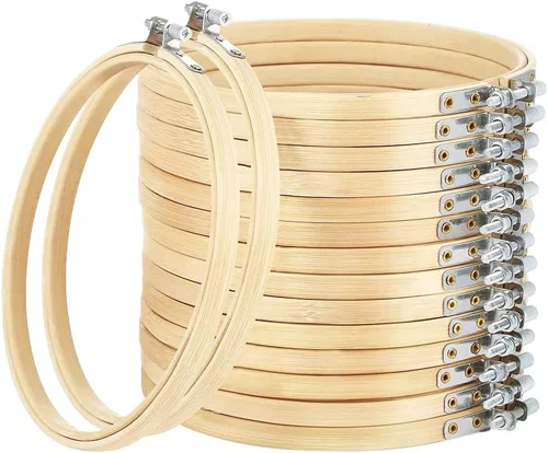 Vista 10 de Faylapa Juego de aros de bordado de 3 pulgadas, ajustable, de bambú, para punto de cruz, aro redondo, para bordado, punto de cruz