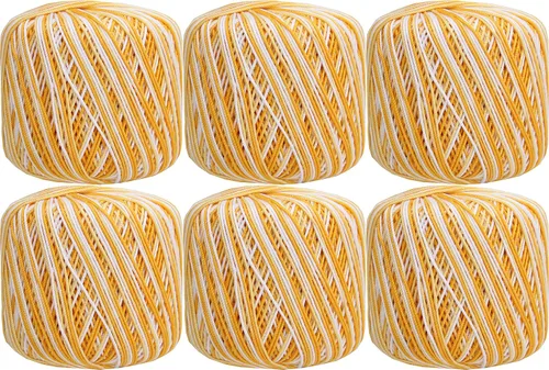 Vista 47 de Threadart Hilo de ganchillo multicolor 100% algodón puro - Azul mezclilla abigarrado - Talla 3 - Color 49