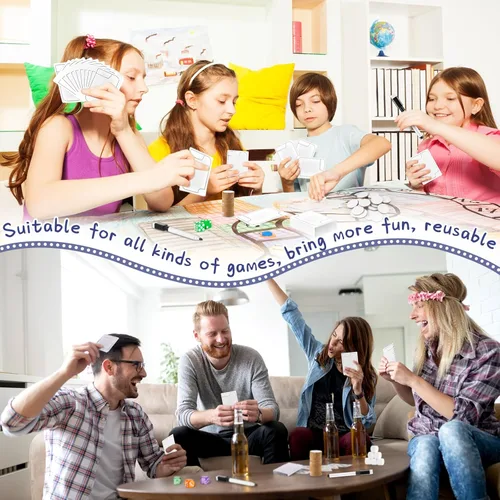 Vista 4 de Jetec 70 tarjetas reutilizables, fichas multifuncionales, juego de tarjetas de borrado en seco, 50 contadores de plástico blanco borrable, discos