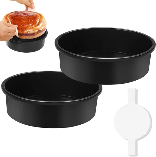 Vista 8 de Juego de 3 moldes para pastel de 6 pulgadas, moldes redondos para pasteles antiadherentes con 110 piezas de papel pergamino, moldes para pasteles