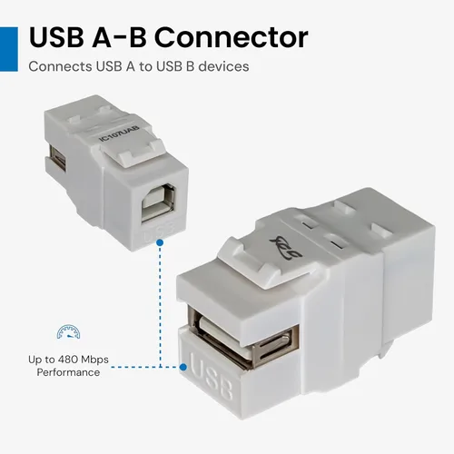 Vista 3 de ICC Acoplador modular USB 2.0 A a B en blanco para estilo HD
