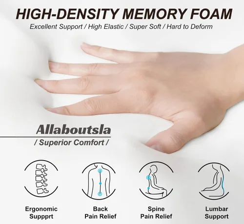 Vista 2 de Allaboutsla Cojín de asiento de automóvil, cojines de asiento de automóvil para conducir con espuma viscoelástica cómoda, alivio del dolor