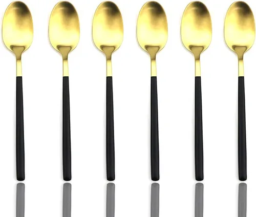 Vista 7 de JASHII Juego de cubiertos mate de 20 piezas de acero inoxidable 304 para el hogar, juego de vajilla de cocina con cuchillo/tenedor/cuchara servicio