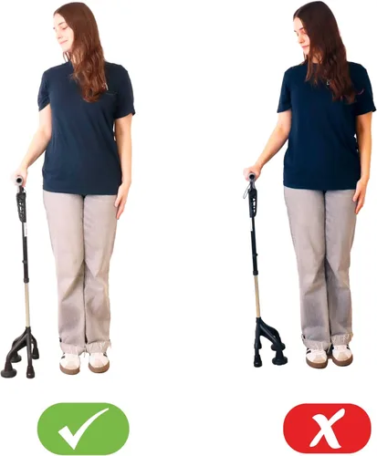 Vista 6 de KMINA Quad Cane for Women and Men (Sturdy 3.3 lbs), 4 Prong Cane for Stability and Balance, Ergonomic Handle, Supports 350 lbs, Patented Design