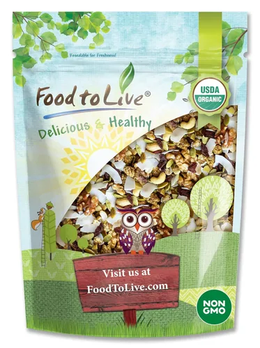 Vista 7 de Mezcla de frutos secos de variedad orgánica, 1 libra, mezcla de aperitivos crudos y sin OMG contiene bayas de Goji, chips de coco, moras, anacardos