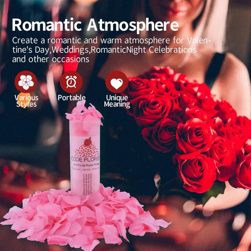Vista 60 de CODE FLORIST 1100 pétalos de rosa de seda para el día de San Valentín, pétalos de rosa falsos para noches románticas, bodas, propuestas