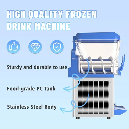 Vista 2 de Máquina comercial de granizado - 1000 W 30L Tanques Slush Maker Machine 304 Acero inoxidable Comercial Margarita Máquinas Enfriamiento eficiente