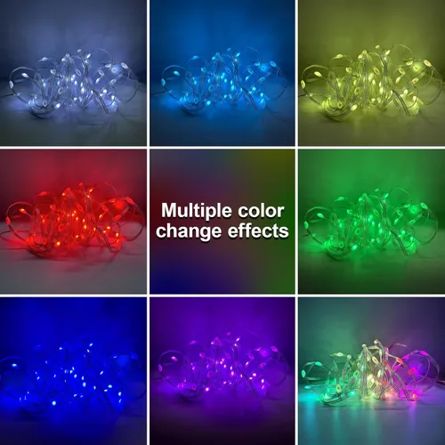 Vista 4 de Luces de Cadena de Hadas Super RGB WS2812B Direccionables Individualmente RGB IC, Alambre de PVC 5m 50LEDs DC5V/2A para Decoración de Hogar Jardín