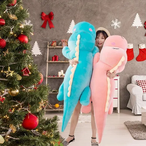 Vista 5 de Srutirbo Almohada de peluche de dinosaurio, suave y bonita almohada de peluche de dinosaurios grandes, cojín de espalda de animales de peluche, gran