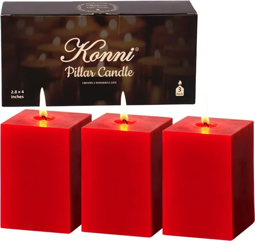 Vista 12 de KONNI Juego de 3 velas de pilar blancas cuadradas, 7 cm x 10 cm Velas de pilar sin perfume a granel, velas de combustión larga de 30 horas, velas