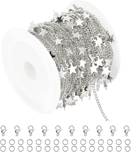 Vista 10 de YOUBEIYEE Cadenas de cuentas de cristal azul para hacer joyas, collar de plata de cristal colgante, cadenas para el tobillo, cadenas de bricolaje a