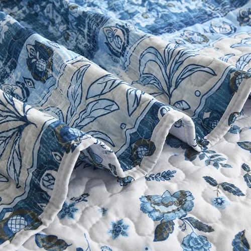 Vista 5 de HORIMOTE HOME Boho Quilt Twin Size Blue Bohemian Floral Quilt Bedding Set, Soft Lightweight Twin Comforter for All Season, Farmhouse Bedspread