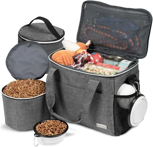 Vista 11 de BAGLHER Bolsa de viaje para perros, mochila de suministros para mascotas, bolsa de almacenamiento de 5 piezas con correa para el hombro, 2