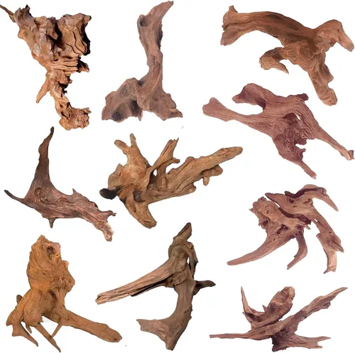 WDEFUN Madera flotante natural para decoración de acuarios, 10 piezas de madera flotante pequeña de 2''-5'' para decoraciones en peceras, reptiles