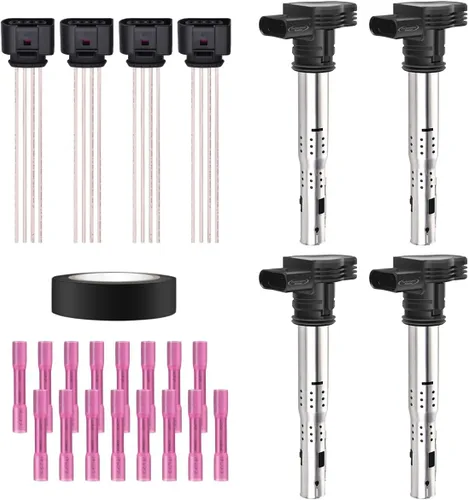 Vista 47 de Juego de 4 bobinas de encendido y conector de coleta, kit de arnés de cableado compatible con Accord Odyssey Acura Saturn 3.0L 3.2L 3.5L V6 C1221