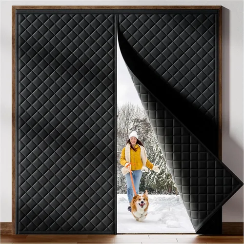 Vista 7 de HADOR Cortina Magnética con Aislamiento Térmico para Puerta que se Ajusta a Puertas de 30" x 80", Tela Oxford Acolchada con Relleno de Algodón