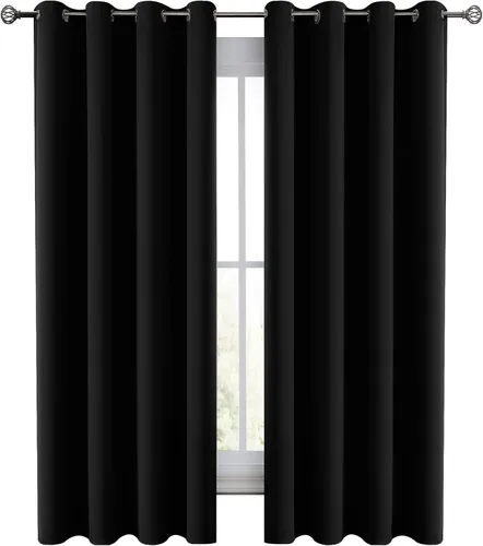 Vista 21 de LUX Décor - Juego de 2 paneles de cortinas opacas de alta calidad de 63 pulgadas de largo, cortinas de oscurecimiento de habitación con aislamiento