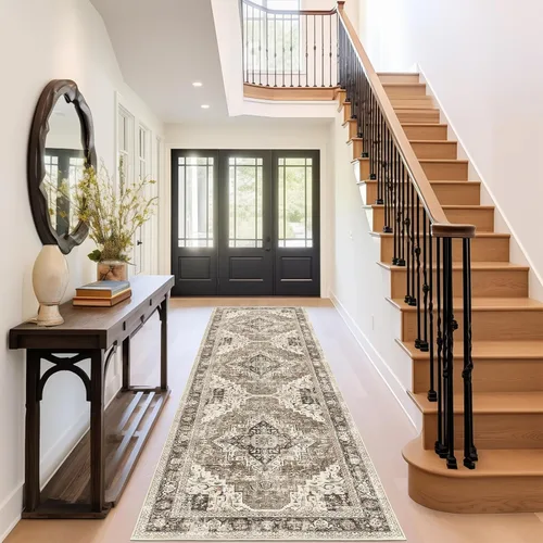 Vista 55 de Roxstand Alfombras de área de 5 x 7, resistentes a las manchas, lavables a máquina con parte trasera antideslizante, alfombras vintage