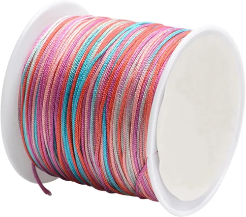 Vista 36 de Cordón de nailon para cuentas de 164.0 ft x 0.031 in, hilo de raso satinado de nailon trenzado para manualidades de macramé