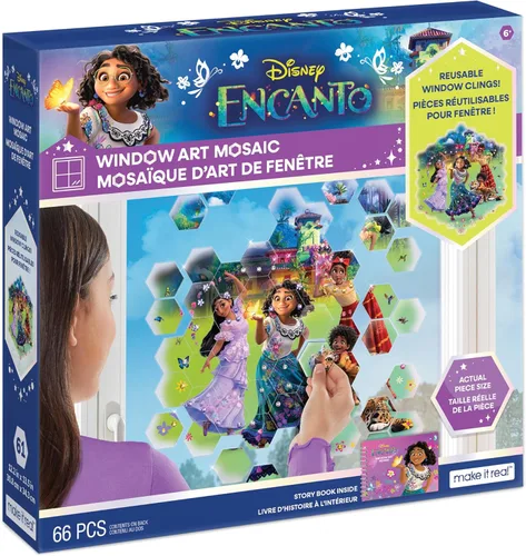 Vista 6 de Make It Real Disney: Mosaico de arte de ventana – Princesa Disney – 70 piezas, rompecabezas reutilizables para ventana, crea una imagen de 9.5 x