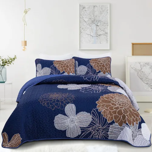 Vista 12 de Anibedding Juego de Edredón de Tamaño Completo con Estampado Floral Verde - 3 Piezas Colcha Coverlet Elegante Colcha Bohemia con 2 Fundas