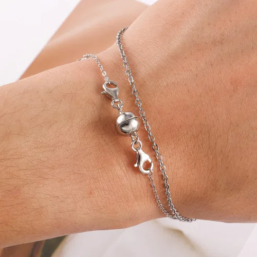 Vista 4 de Collar magnético de plata de ley 925 con doble cierre de langosta, cierres y broches de joyería de plata de ley, cierre doble para collar y pulsera