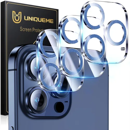 Vista 20 de UniqueMe para Paquete de 3 Protectores de Lente de Cámara para iPhone 15 Pro/iPhone 15 Pro Max, [Protección contra Caídas] [Compatible con Fundas]
