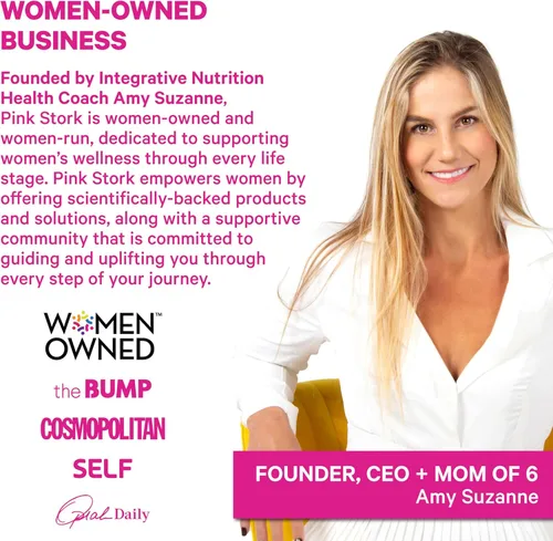 Vista 5 de Pink Stork Gomitas posparto para la pérdida del cabello Biotina, ácido pantoténico, vitamina E, B6, B12 Crecimiento posparto del cabello + apoyo