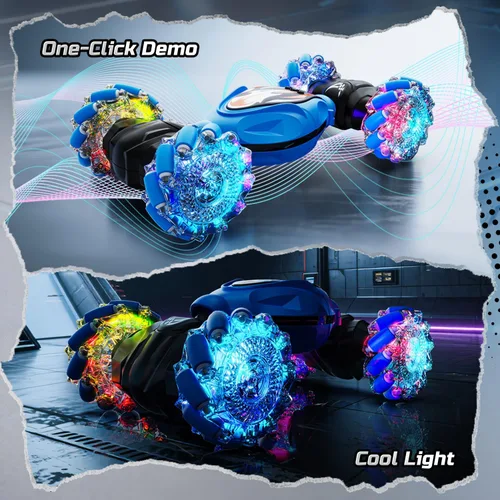 Vista 7 de Holyton Auto de acrobacias a control remoto, detección de gestos y control remoto con cuerpo que cambia de color de luz solar, vehículo de deriva