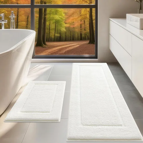 Vista 41 de Alfombras de baño de 24 x 17 pulgadas, microfibra extra suave y absorbente, parte trasera antideslizante, secado rápido, lavable a máquina, tapetes