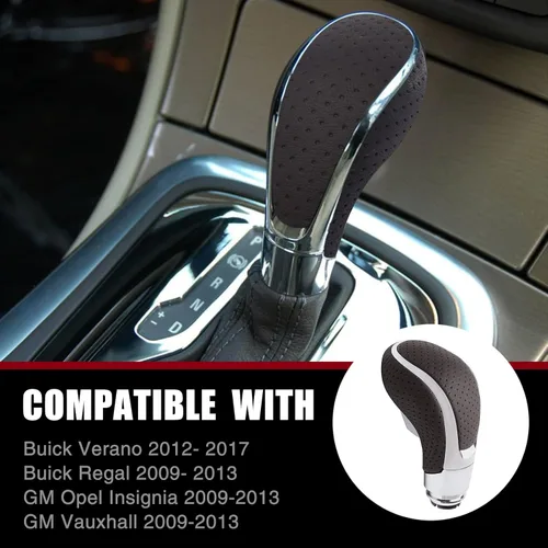 Vista 5 de Pomo de cambio automático de marcha: Reemplazo de pomo de cambio de cuero para Buick Verano Regal GM Opel Insignia Vauxhall 2009-2013 Palanca