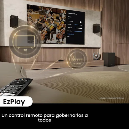 Vista 11 de Hisense HT Saturn - Barra de sonido de 4.1.2 canales con subwoofer inalámbrico, Dolby Atmos, DTS:X, Bluetooth 5.3, EzPlay, paso HDMI 4K, compatible