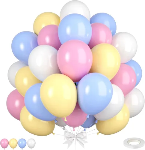 Vista 14 de Globos rojos, azules y negros, 50 globos de color azul rey, rojo y negro, globos de confeti plateado para decoración de fiesta temática