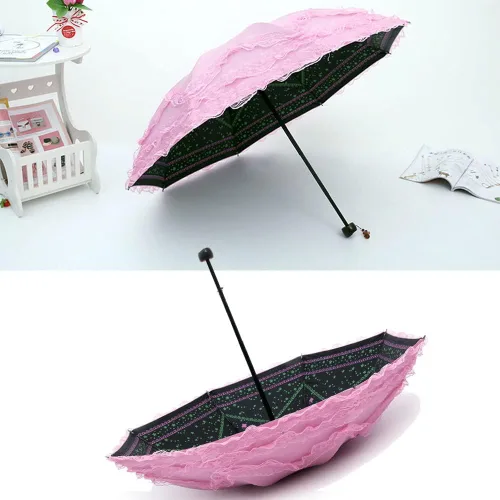 Vista 28 de WANLIAN Paraguas de encaje a prueba de viento plegable soleado y lluvioso a prueba de rayos ultravioleta anti sol protección UV sombrilla paraguas