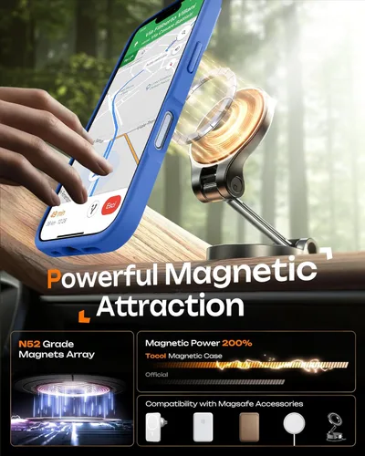 Vista 677 de TOCOL Funda para iPhone 11, compatible con Magsafe, protección completa de cámara, imanes integrados, protección contra caídas, funda translúcida