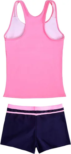 Vista 2 de JerrisApparel - Traje de baño de dos piezas para niñas. Traje de baño tipo tankini (camiseta sin mangas con short).