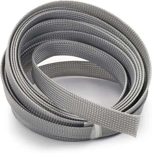 Vista 10 de Bettomshin 1 funda de organización de cables de 16.4 pies (16.4 ft), protector de cable gris PET de 1/4 pulgadas de ancho, tubo de telar de alambre