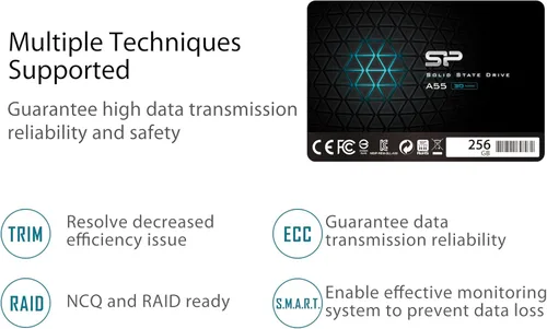 Vista 3 de Silicon Power 256GB SSD 3D NAND A55 SLC Cache Performance Boost SATA III de 2.5 pulgadas unidad de estado sólido interno SU256GBSS3A55S25AH