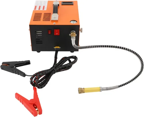 Vista 5 de Compresor de aire portátil de alta presión de 4500PSI para pistolas de aire PCP y tanques de paintball - 250 W de doble potencia (110 V/12 V)