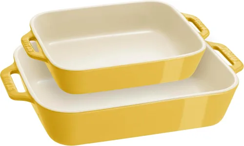 Vista 10 de STAUB Juego de 4 sartenes de cerámica para hornear, cacerola con tapa, sartén para brownies, color blanco