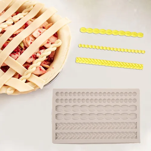 Vista 6 de Moldes de fondant de perlas, paquete de 3 moldes de silicona para decoración de tartas, para pasteles, chocolate, cupcake, cuerda de punto, pastel