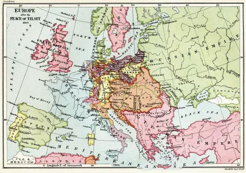 Posterazzi Map Of Europe After The Peace Of Tilsit In 1807. From The Book Short History Of The English People Poster Print by J.R. Green Published