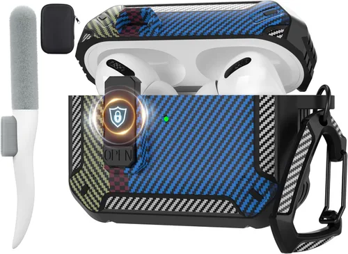 Vista 18 de Maxjoy Funda para AirPods Pro de 2ª/1ª generación con cerradura, funda protectora para AirPods Pro 2 con llavero compatible con Apple AirPod Pro2