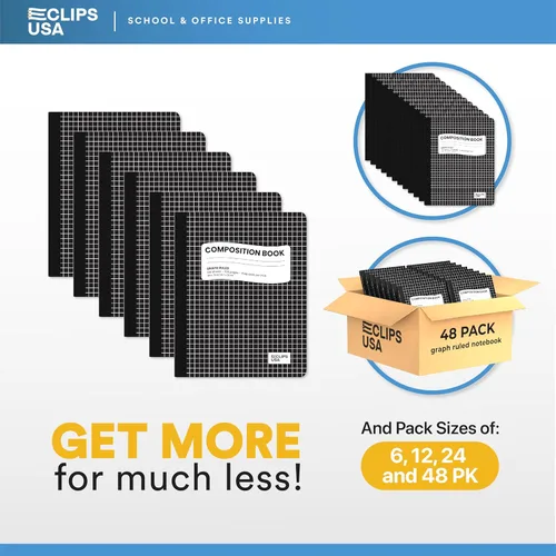 Vista 2 de Cuadernos de composición, cuadriculados, cuaderno de composición de papel gráfico, cuaderno de composición gráfico, 100 hojas, 9.75 x 7.50 pulgadas