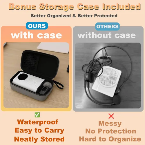 Vista 6 de BSONE Amplificador de voz con micrófono inalámbrico para profesores - Sistema PA portátil Bluetooth con clip con micrófono de solapa y altavoz