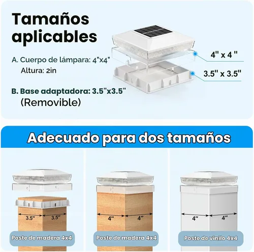 Vista 2 de Paquete de 12 luces solares para postes de madera/vinilo de 4 x 4 Blanco