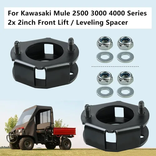 Vista 3 de Kit de 2 piezas de espaciadores delanteros de elevación de 2" para nivelación compatibles con Kawasaki Mule 1990-2019 2500 2510 3000 3010 4010 4000