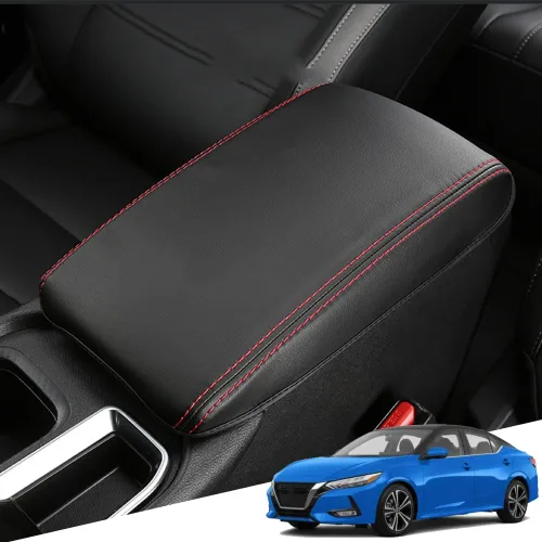 Vista 66 de Great-luck Funda de cuero para consola central con protector de reposabrazos y accesorios (costuras negras) para Nissan Rogue